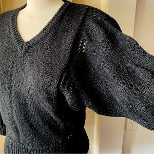Striking vintage 1980s Mister Leonard batwing v neck sweater